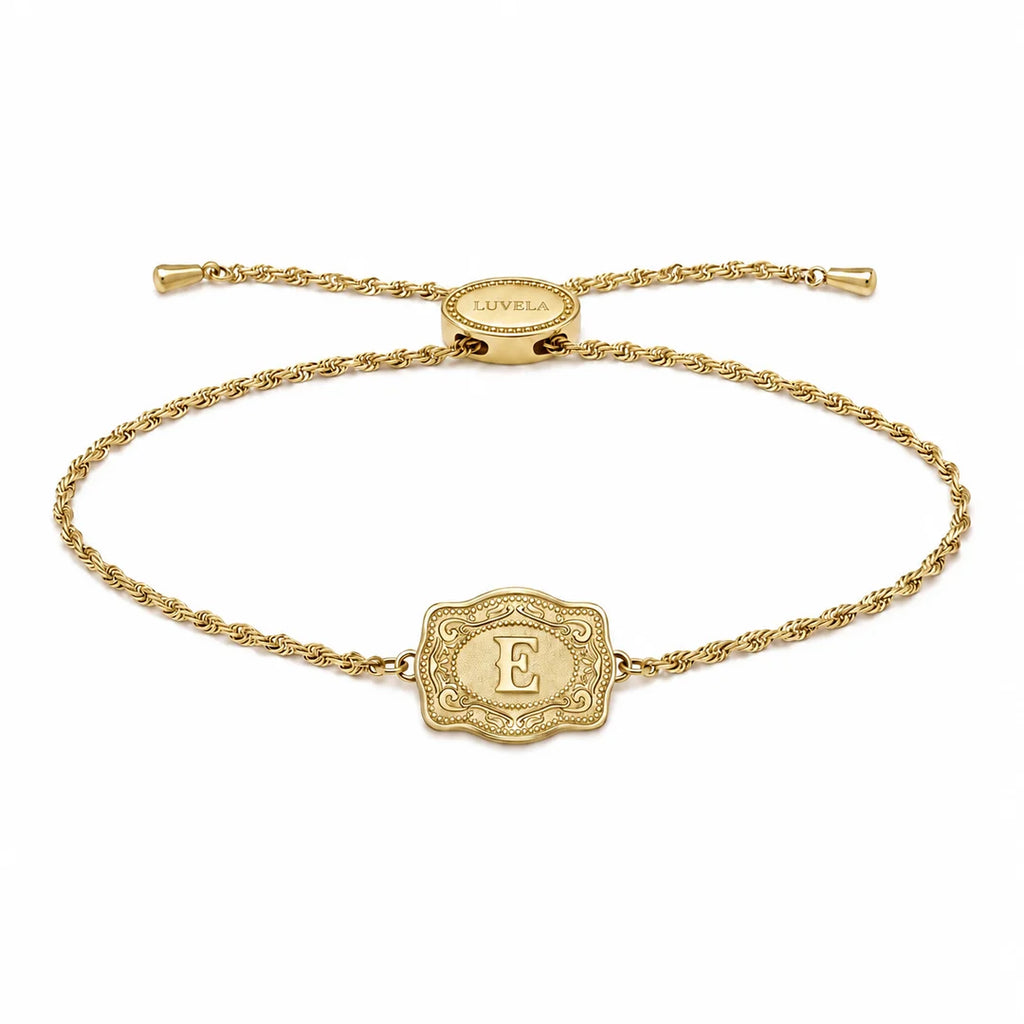 Mini Gold Belt Buckle Initial Bracelet