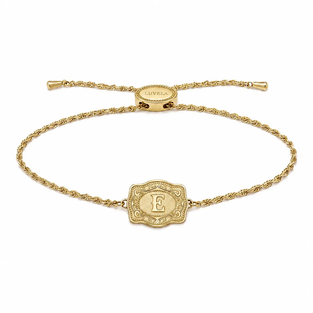 Mini Gold Belt Buckle Initial Bracelet